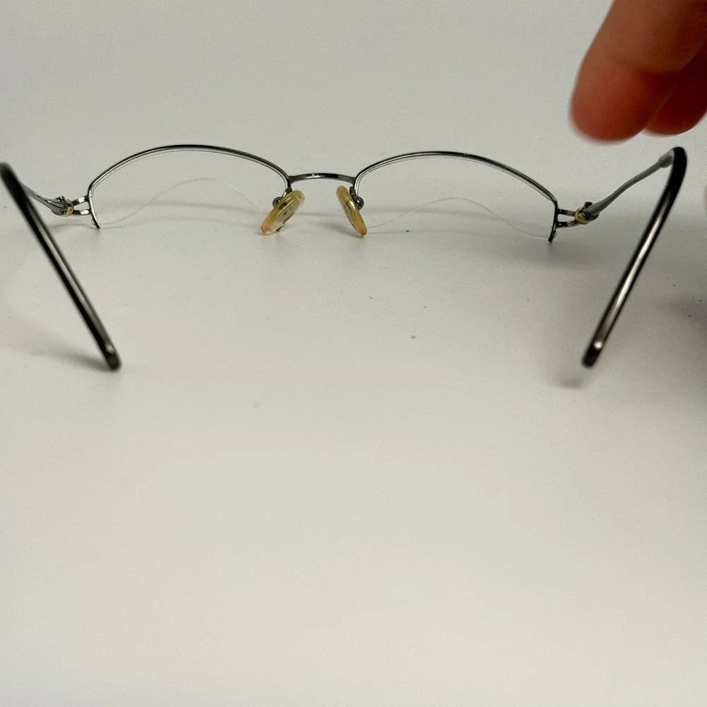 Escada E095 Gunmetal Semi Rimless Eyeglass Frames Gold Accents 51 19 135 Italy